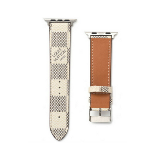 LV Checkered Damier White Apple Watch Band