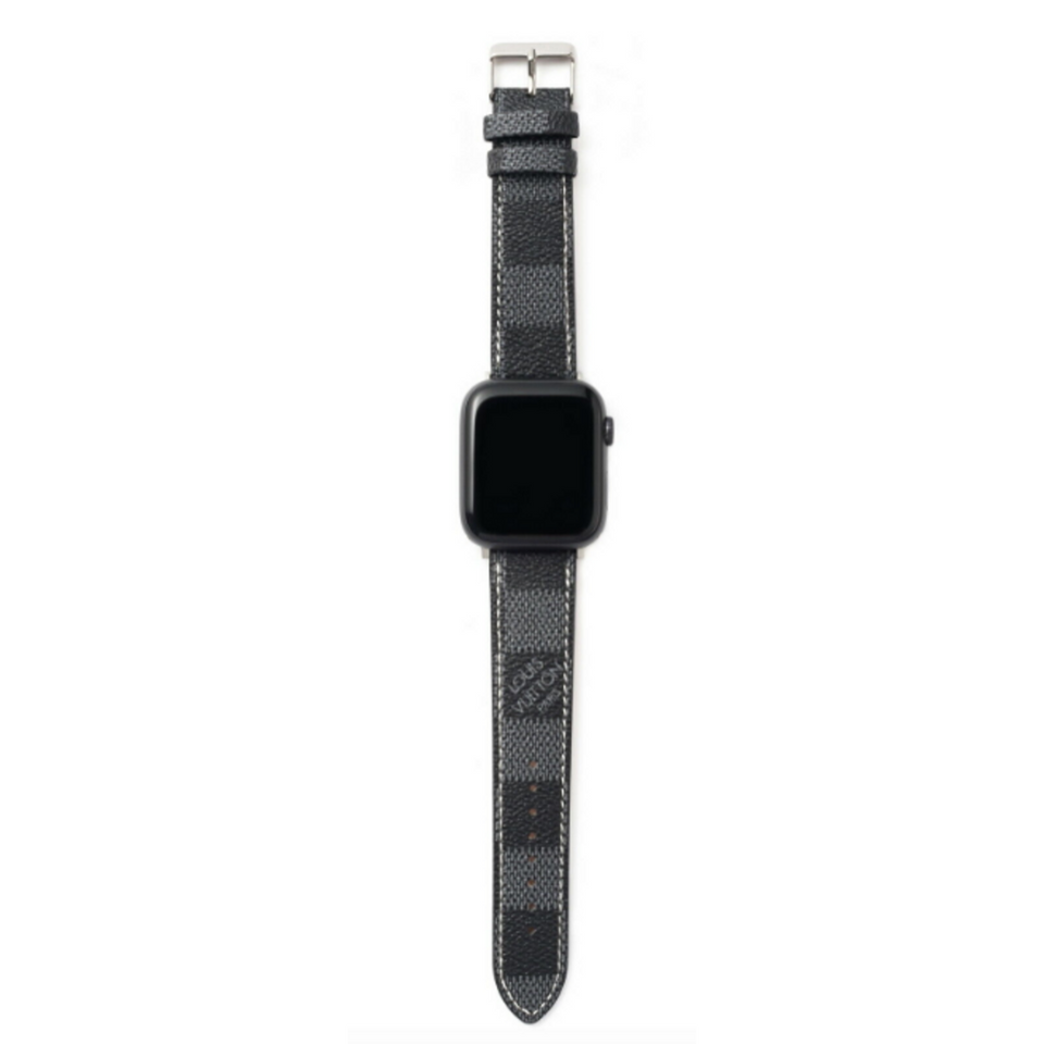 LV Checkered Damier Black Apple Watch Band