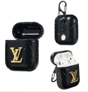 LV Style Leather ShockProof Case for Apple Airpods 1 & 2