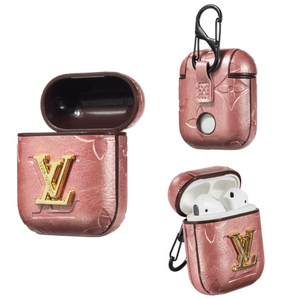 LV Style Leather ShockProof Case for Apple Airpods 1 & 2