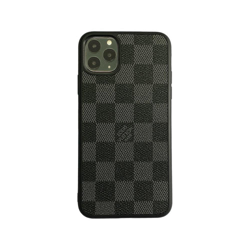 Checkered Full Cover iPhone Case - Black