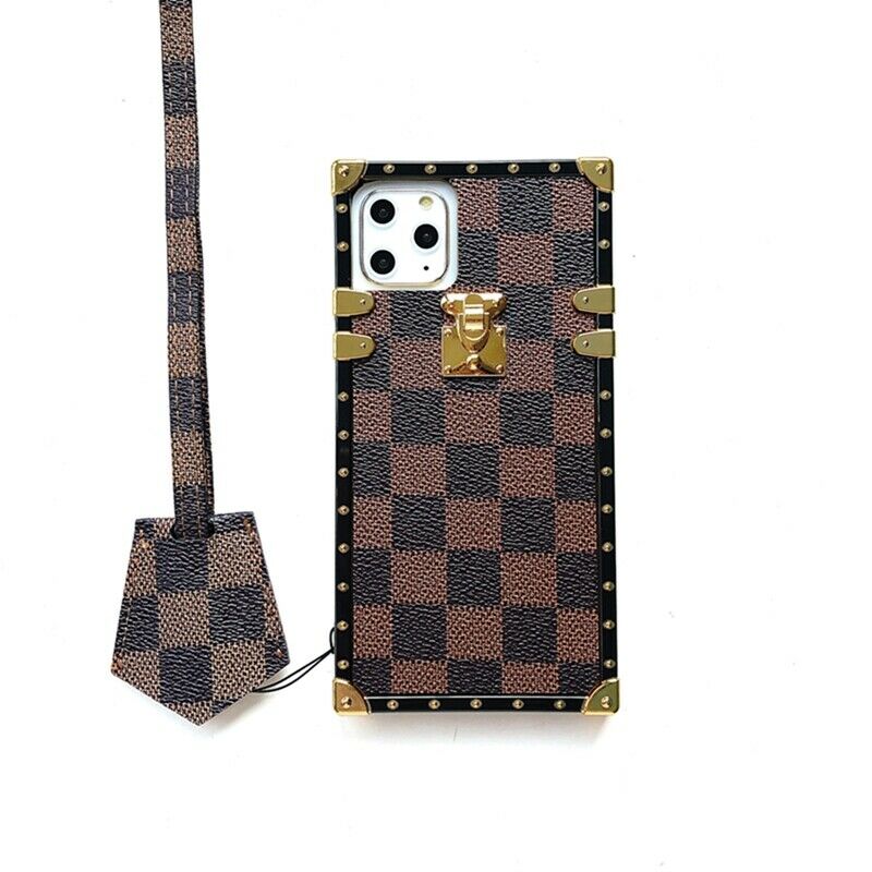 Brown Checkered Trunk iPhone Case with Lanyard – FLAMED HYPE
