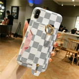 Checkered Leather Card-Holder Design iPhone Case