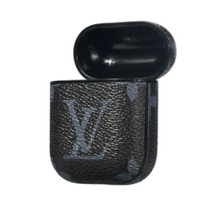 LV Black Monogram Style Inspired Leather ShockProof Case for Apple Airpods 1 & 2