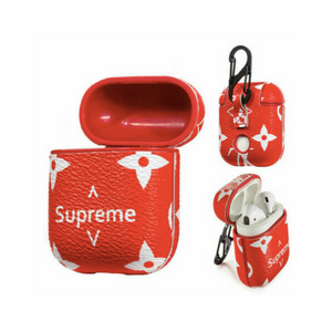 Supreme x LV Leather ShockProof Case for Apple Airpods 1 & 2